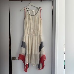 Diesel vintage asymmetrical dress - Cream, Red, and Blue size M